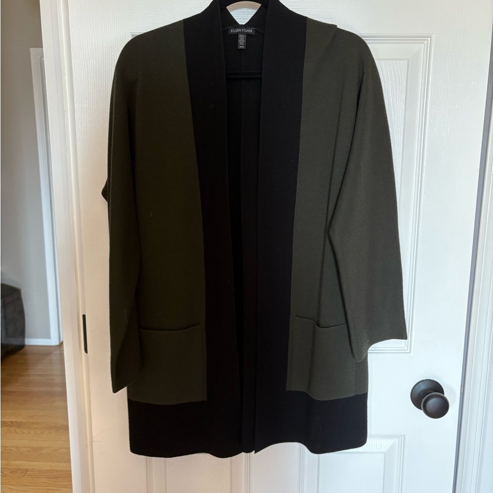 Eileen Fisher Black Open Front Cardigan